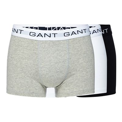 Gant Pack of three black, white and grey cotton stretch hipster trunks